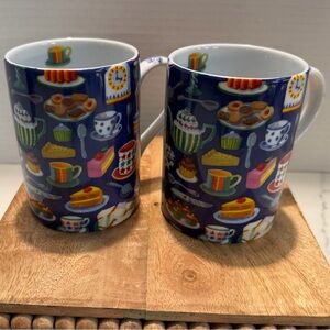 Whittard of Chelsea Fine China "Fine Tea Cups Design" mugs - set of 2